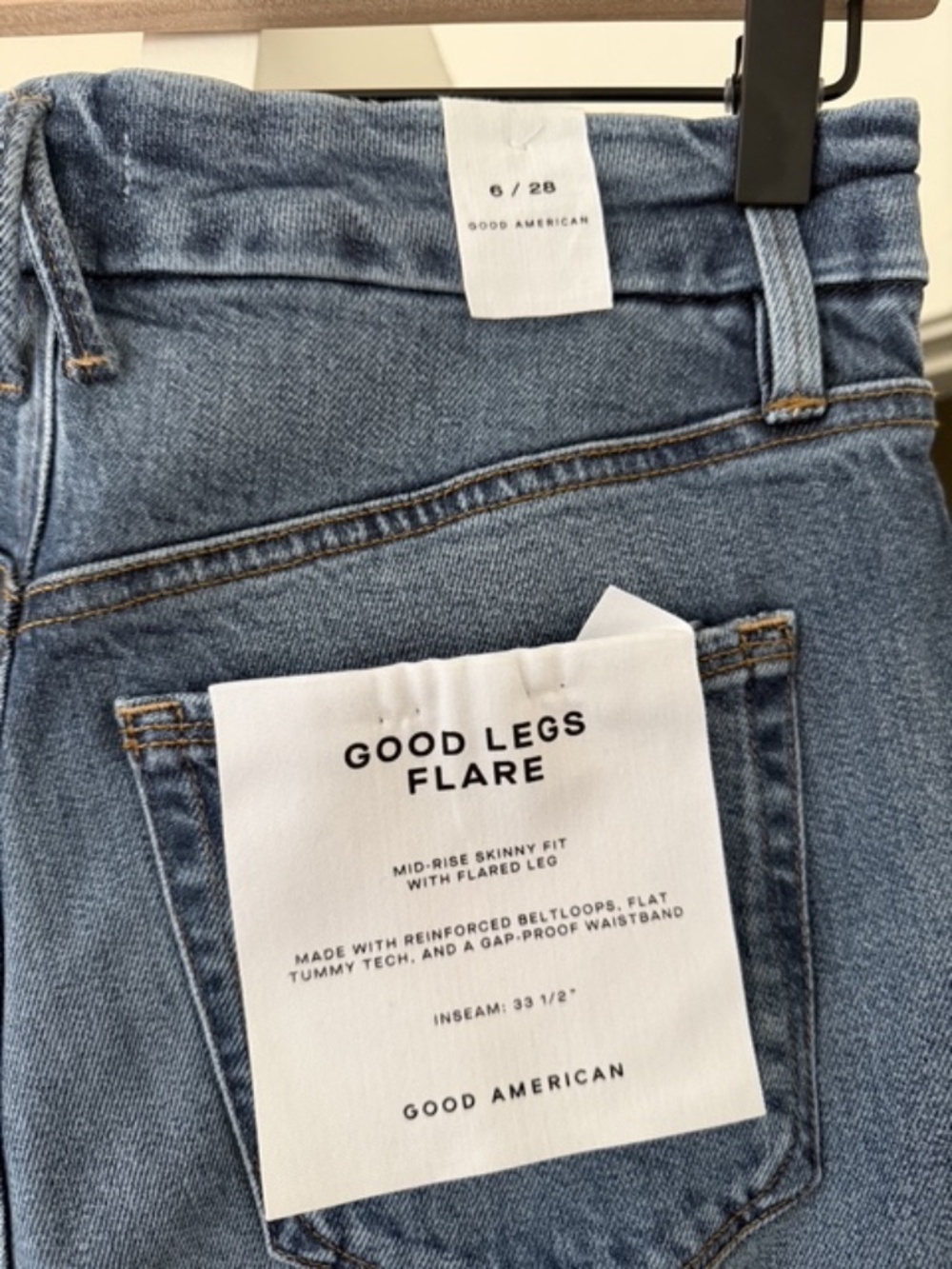 NWT Good American Good Legs Flare Jeans in Indigo 513 - 6/28